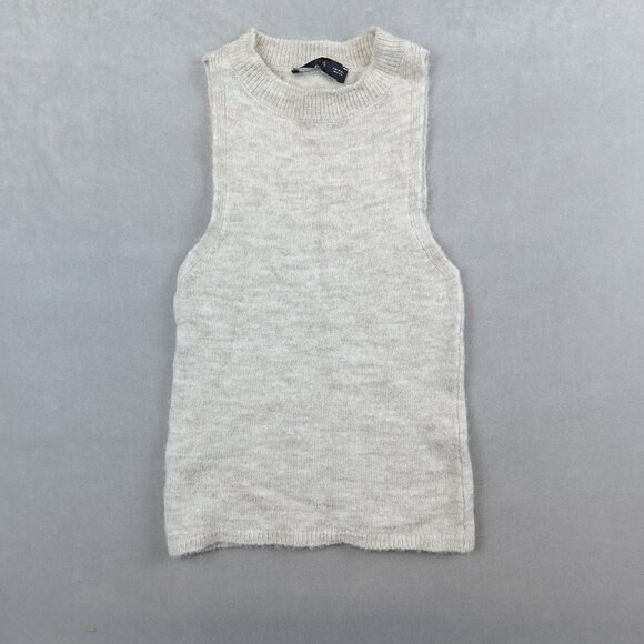 Mango Tops - Mango Round Neck Knitted Top Ribbed Sleeveless Tank